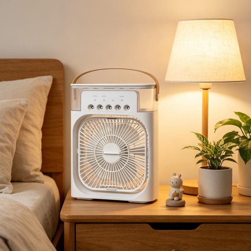 3 In 1 Portable Mini Air Cooler Fan Household Air Conditioner with LED Night Light & Humidifier for Home Office Home Air Cooler