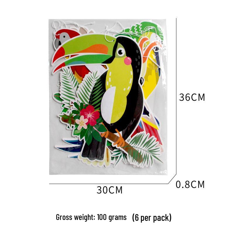 

Tropical Birds Paper Hanging Decorations, 6-Piece Set for Parrot-Themed Hawaii Beach Events