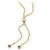 14K Gold Plated Adjustable Water Wave Chain Bracelet/Necklace with Colorful Cubic Zirconia 
