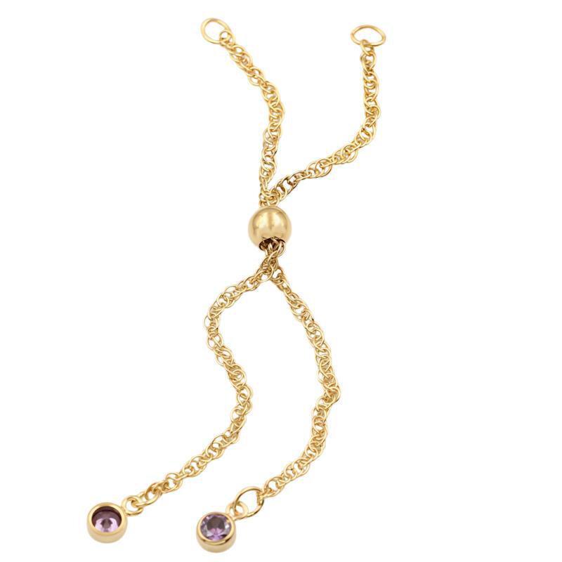 14K Gold Plated Adjustable Water Wave Chain Bracelet/Necklace with Colorful Cubic Zirconia 