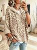 Shengmiao Women's Leopard Print Knit Hoodie Sweater with Drawstring