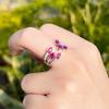 Sweet Water Drop Ruby Ring, Slightly Inlaid Zircon Design, High-End Three-Row Jewelry Ring.