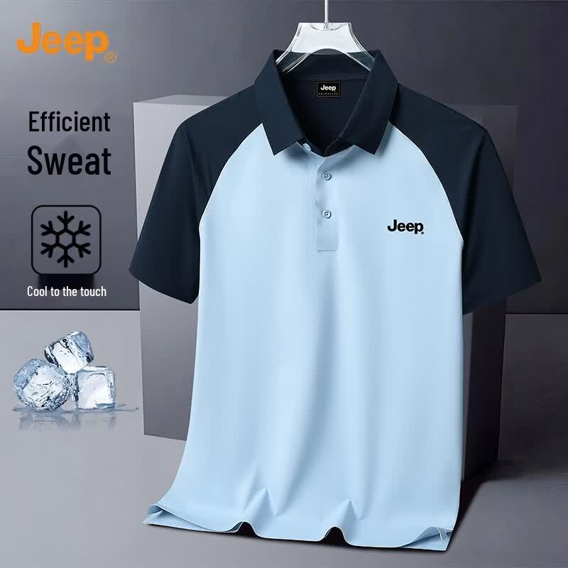 

JEEP Men s Ice Silk Short Sleeve Polo Shirt 2XL