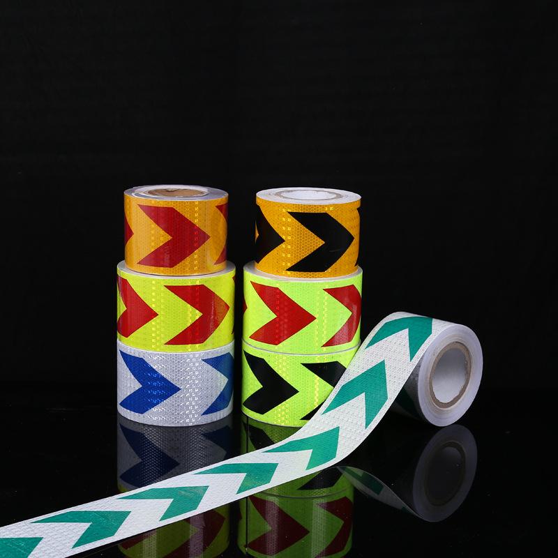 Customized Reflective PVC Sticker: Black & Yellow Arrow Design