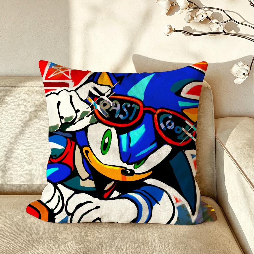 Character SSonic the HHedgehog Cushion Cover Pillow Case Antidustmite Pillowcase Silky Short Plush Sofa Cushion Cover Hot