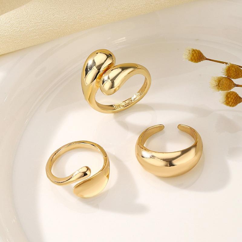 Hip hop style liquid design niche water drop ring alloy ring unisex non-fading personalized jewelry