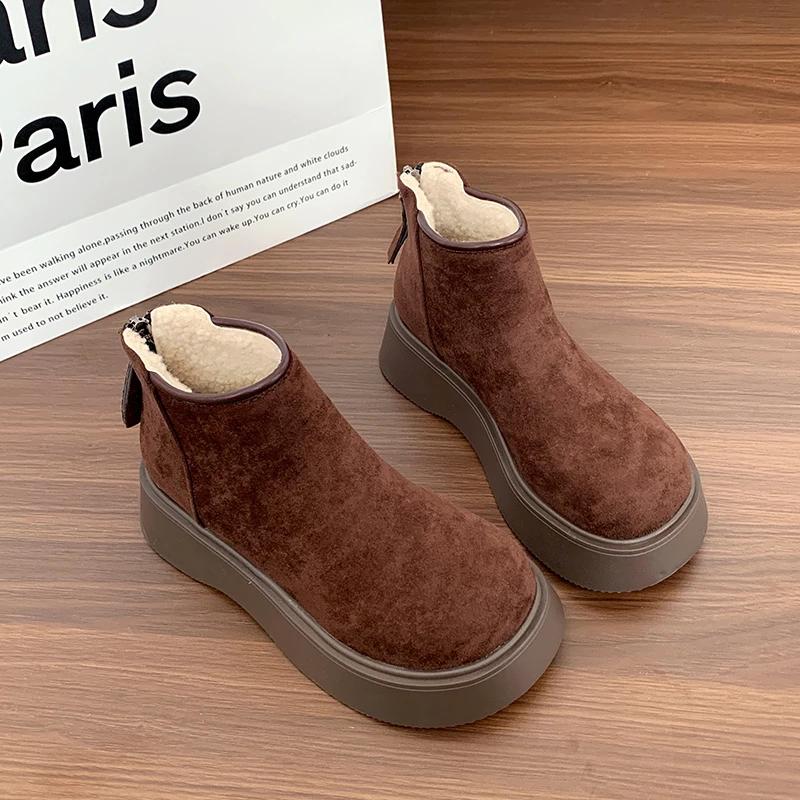 

Круглый носок, молния, средний каблук, зимние ботинки на плоской подошве с прочной молнией, женская обувь 2025 года, высококачественные пошивочные ботильоны, новинка, женские ботинки 36