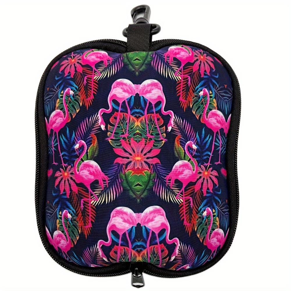 1PC Pink flamingo pattern zippered sunglasses case. Ultra-lightweight and portable zippered sunglasses Bag,suitable for both men and women.