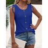 U Neck Summer Women Hollow Out Tank Tops Sweet Solid Color Sleeveless Blouse Fashion Elegant Buttons Shirts Large Size Office Simple Casual Clothing