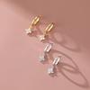  White Zircon Flower Hoop Earring for Women Luxury Crystal Four-leaf Clover Earrings Simple Fashion Huggies Jewelry Gifts