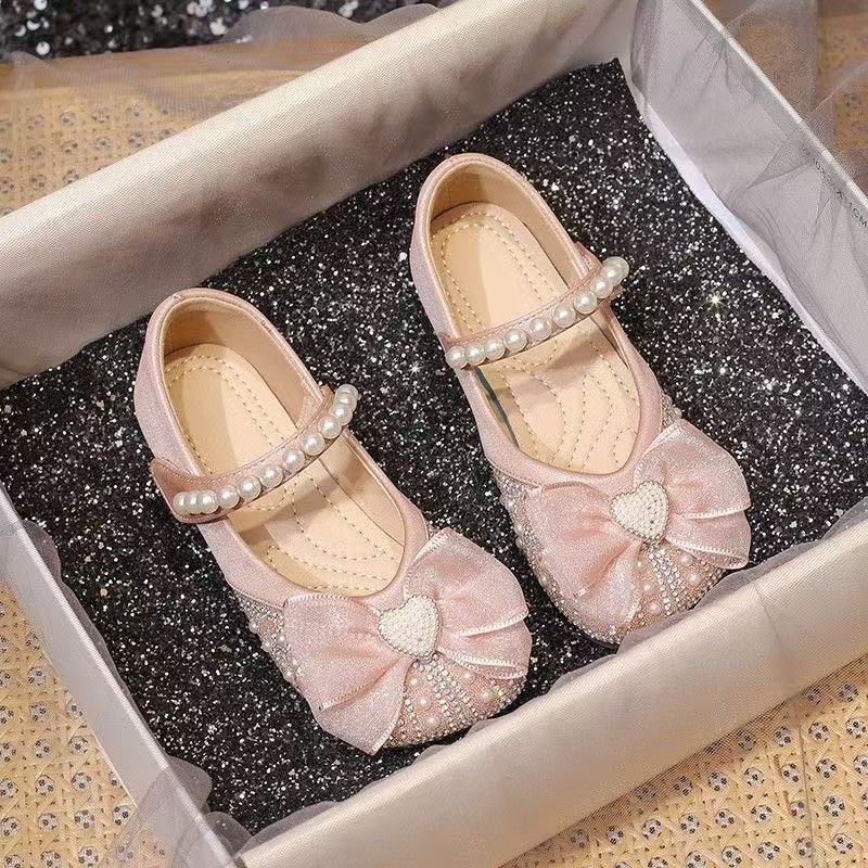 

Girls shoes, princess shoes, new summer children s leather shoes, crystal shoes, baby single shoes, bowknot soft-soled leather shoes 25 рожевий