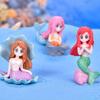 Plastic Cartoon Mermaid Figurine Shell Hair Yellow Pink Red Crafted Aquarium Ornament