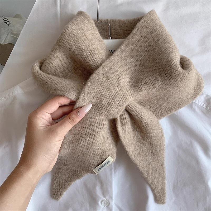 

Корейский простой однотонный треугольный шарф Женский осенне-зимний вязаный шарф шаль для тепла шеи хаки