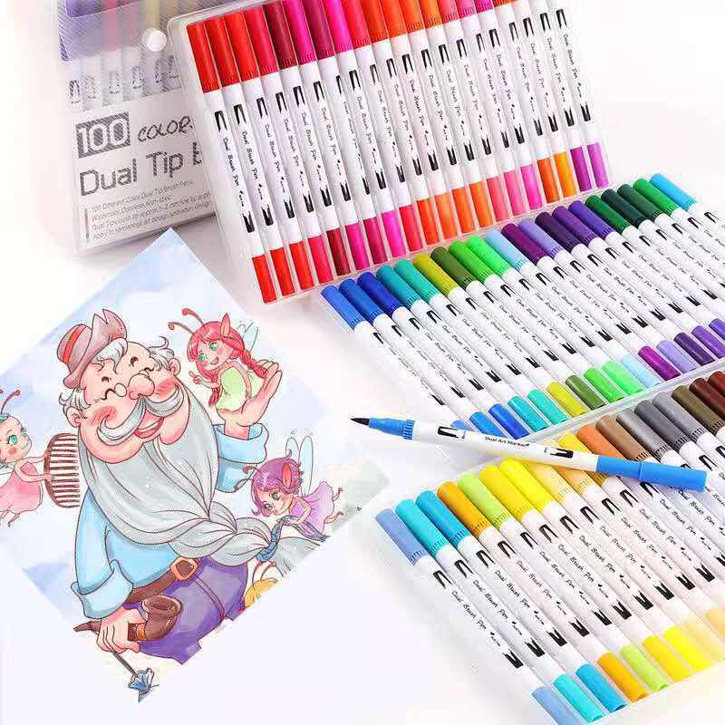 Soft-Headed Dual-Tip Watercolor Pen Set - 120, 72, 60 Colors for Art & Children's Painting