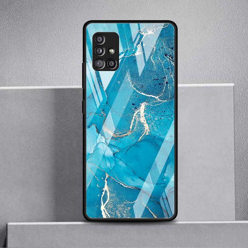 Marmor Mønster 3 Glass Deksel For Samsung Galaxy A52 A71 A50 A51 A70 A21s A31 A72 A10 A12 A30 A22 5G Telefondeksel
