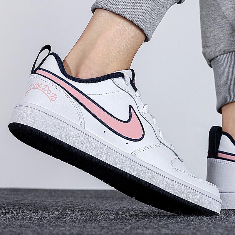 Nike Court Borough Low 2 SE Leather Casual Comfortable Slip-Resistant Lightweight Shock Absorbing Low-Top Kids Skate Shoes Kids sneaker DB3090-100