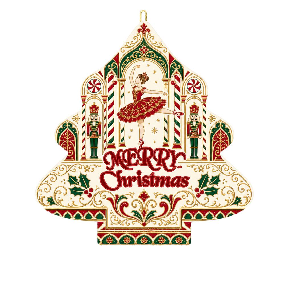 Christmas Tree Hanging Chime Ballet Sugar Plum 2D Flat Painting Iron Pendant for Xmas Tree Gift Decoration Custom