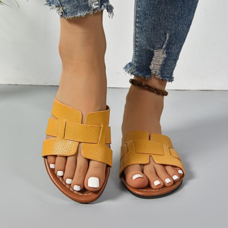 Fashion Summer Designer Woman Flat New Slippers Woven with Comfortable Women's Shoes Casual Bottom Slippers Women 2024 New
