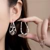 Silver Needle Geometric Heart Hoop Earrings - Retro & High-End Style for a Bold Look