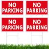 Juexica 4 Pcs No Parking Signs with Stand 8 X 12 Inches Double Side No Parking Yard Sign with Stakes Weather Resistant Waterproof for Driveways (Red