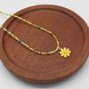 Daisy  Bead Short Sunflower Necklace Summer Rice Bead Necklace Jewelry