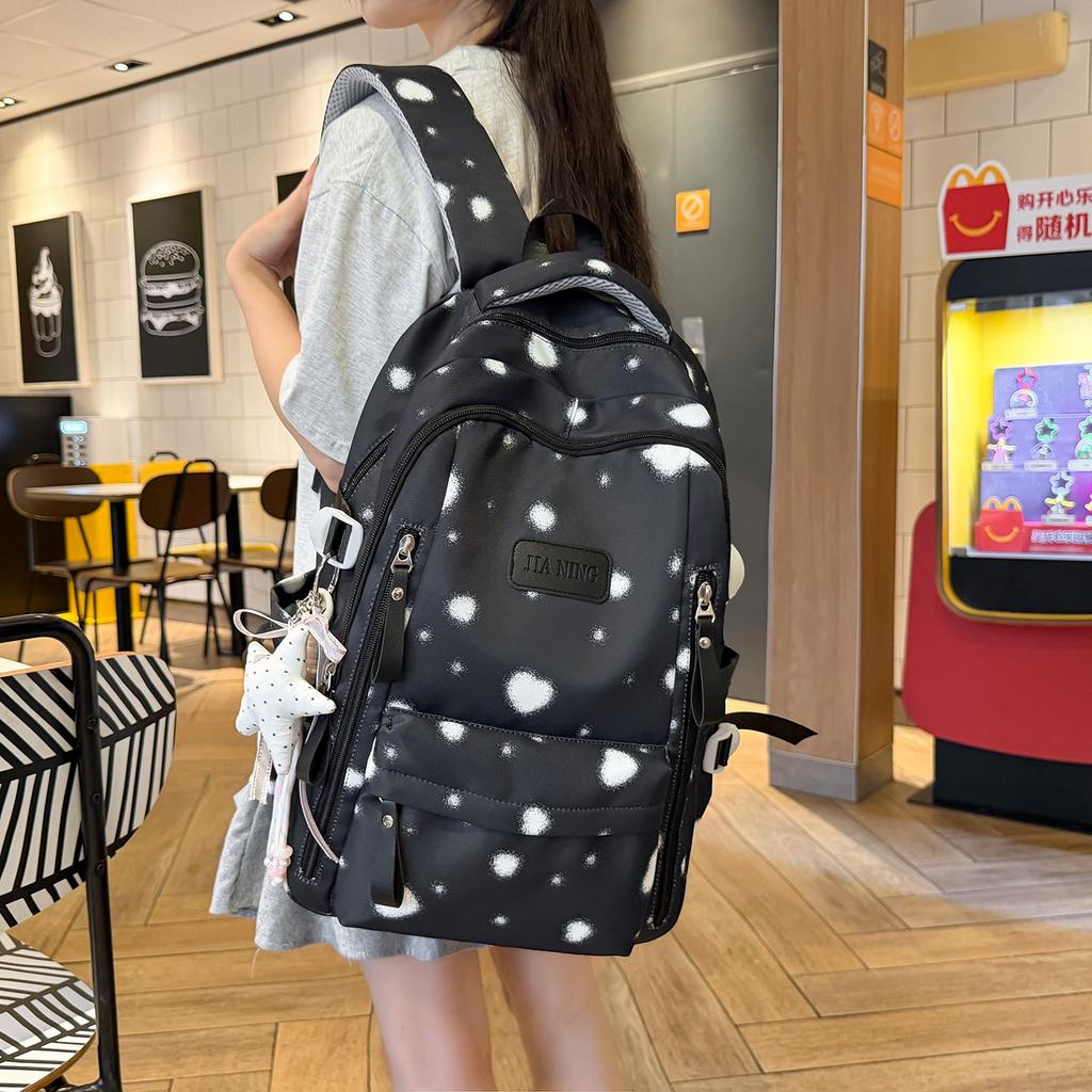 Schoolbag New Korean Version Fresh Schoolbag Women's Japanese Ins Niche Versatile Printed Backpack Junior High School Class Backpack