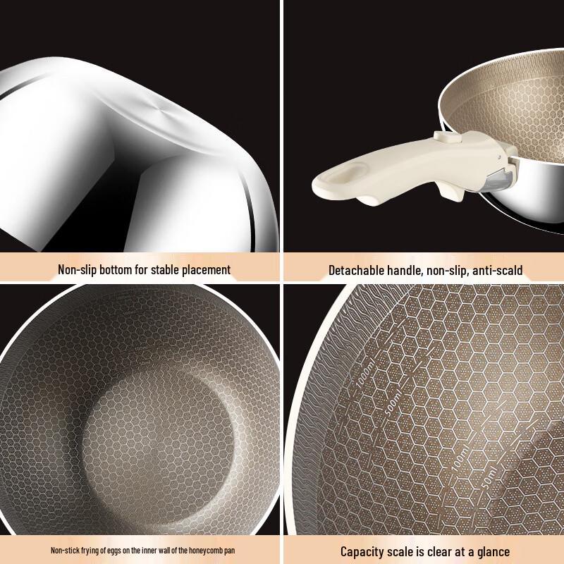 ZISIZ 26cm Abnehmbarer Titan-Wok