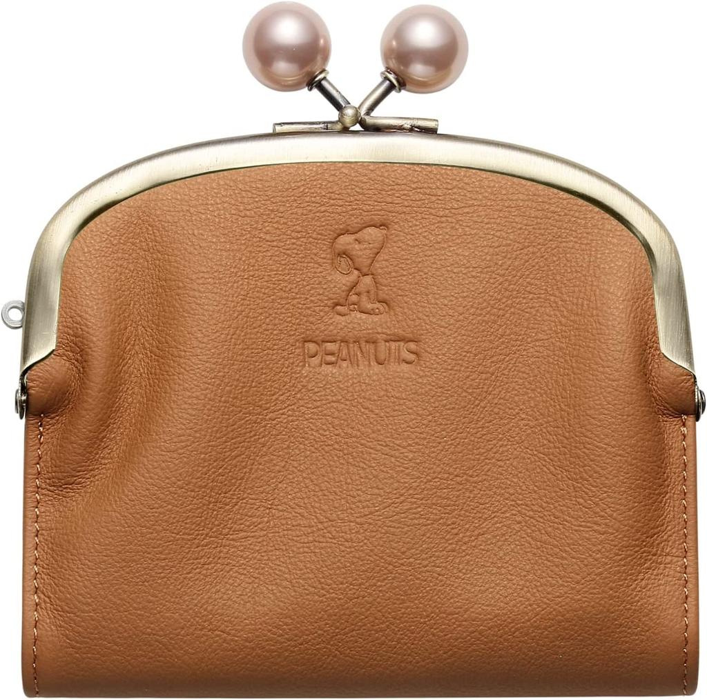 Wallet Clasp Italian Leather Genuine Leather Bifold Wallet Coin Purse Bill Purse [SNOOPY] Women's Men's (Brown) [Goods]