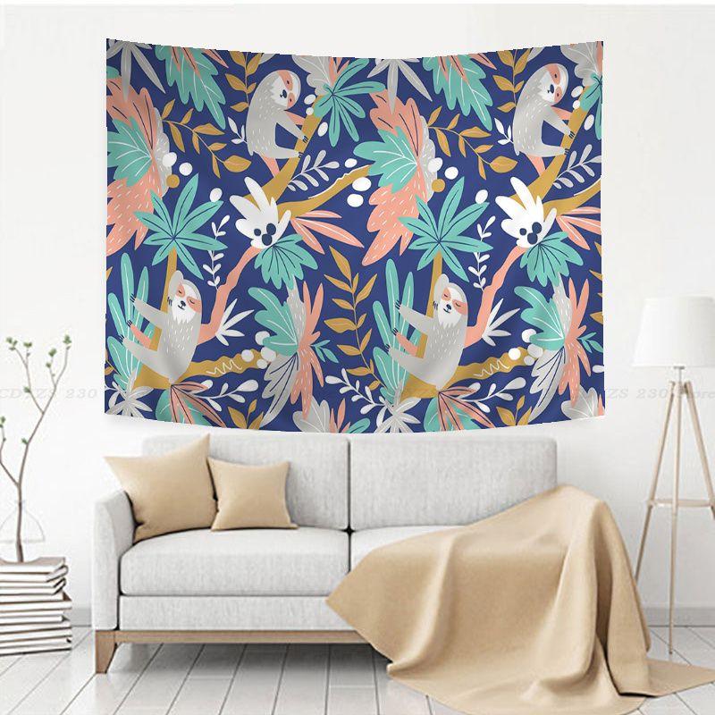 Cartoon Sloth Tapestry for Girl Boys Child Room DecorCute Animal Pattern Wall Hanging Decorative Lovely Widlife Wall Tapestries