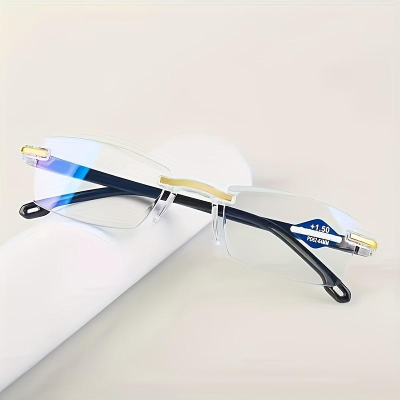 7-Pack Vintage Style Rimless Reading Glasses - Rectangular Frame Blue Light Blocking Anti-Fatigue Unisex Lightweight PC