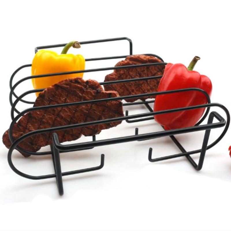 1pc Non-Stick Grill Net Ribs Grill Holds Four Ribs Steak Ribs Lamb Chops Outdoor BBQ Grilling Tools