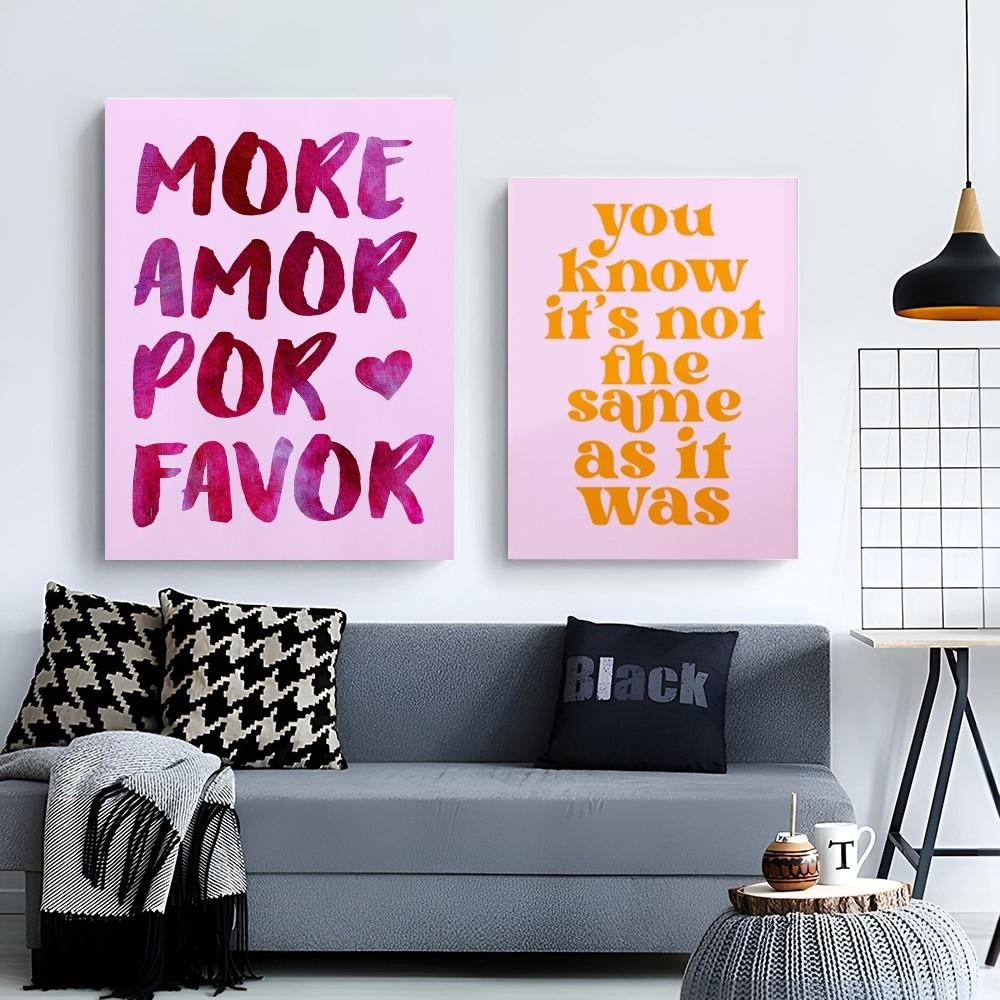 1pc Maximalist Sunshine More Amor Yellow Love Quote Poster Paper Print Home Bedroom Entrance Bar Cafe Art Painting Decoration