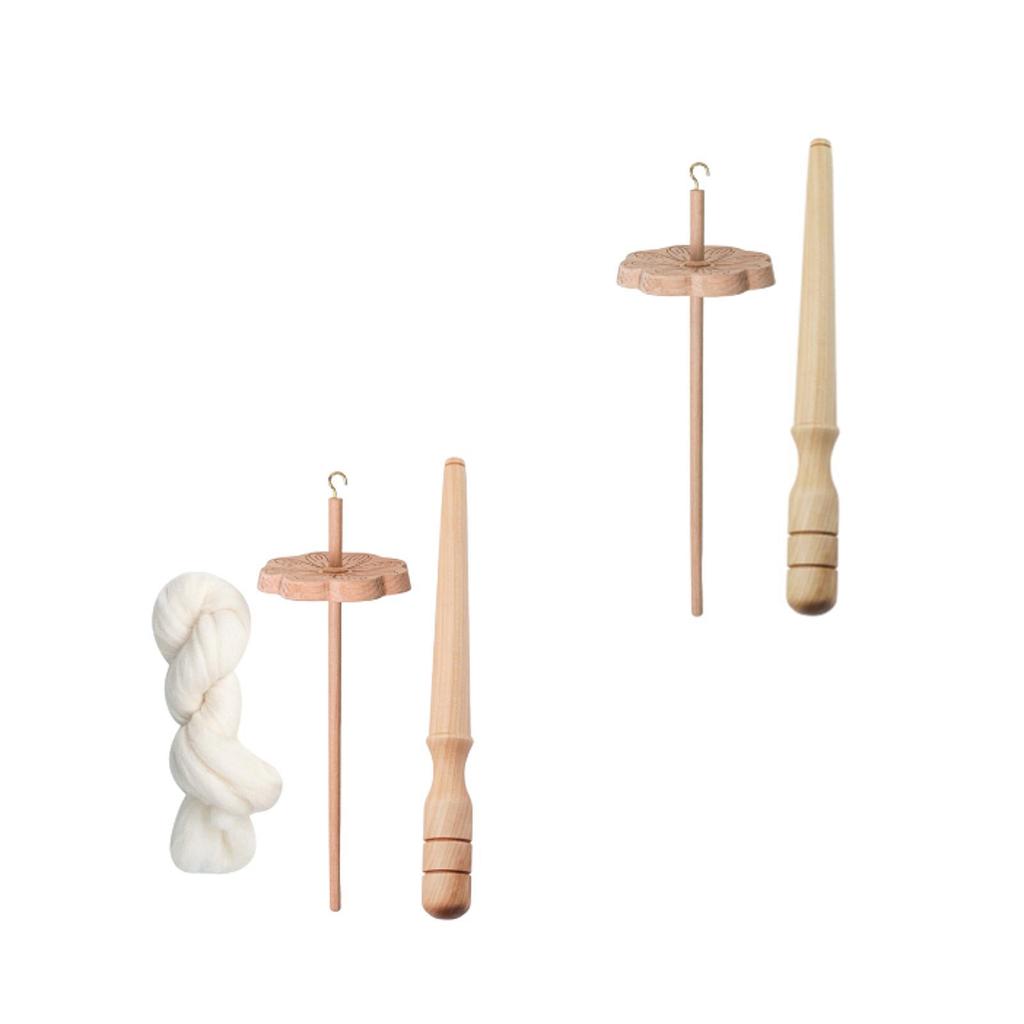 Flower Shape Drop Spindle Craft Tool Portable Sewing Projects with Winder Stick Yarn Spinner Wheel for Crochet Knitted Woven