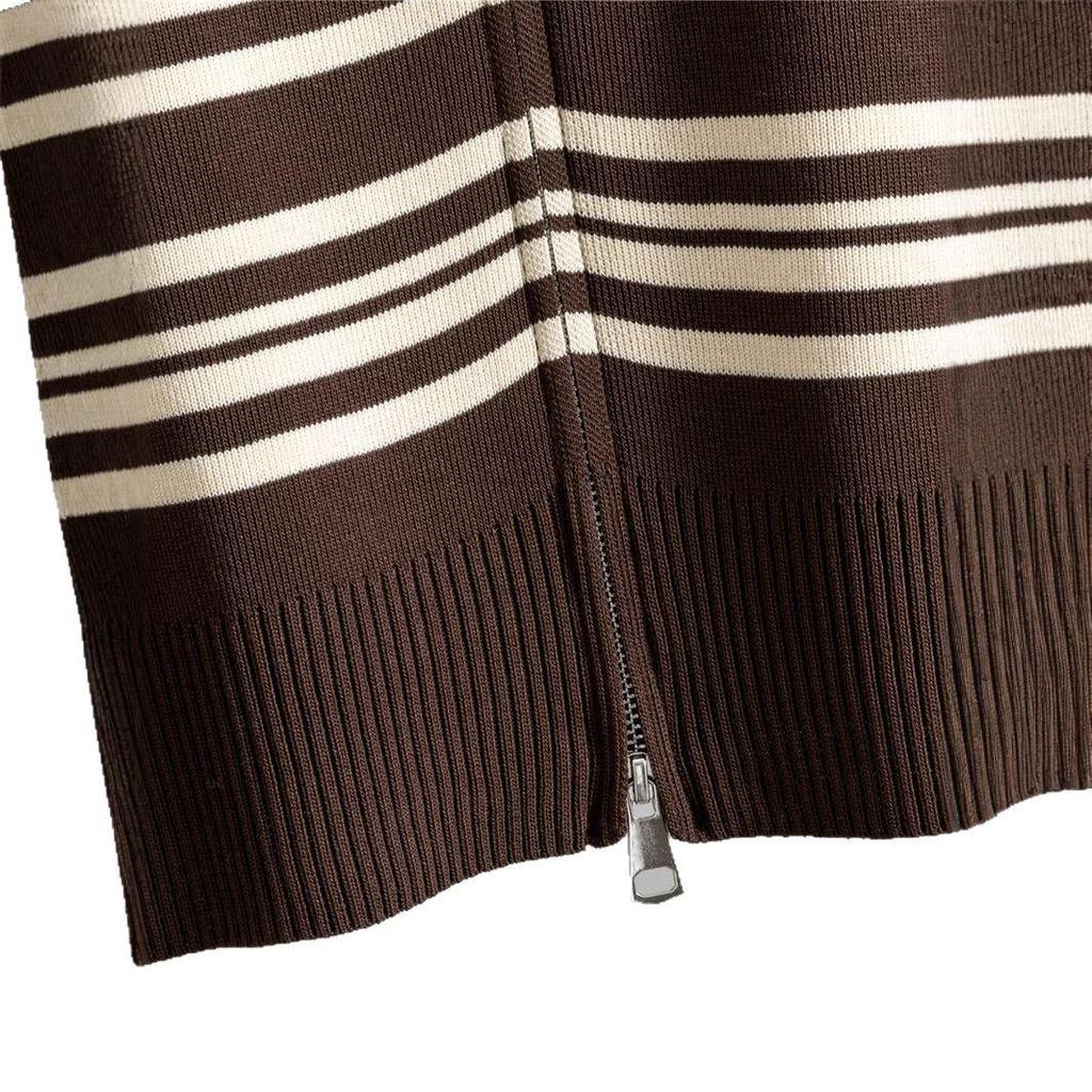 Women's Korean Fashion Striped Sweater & Wide-Leg Pants Knitted Set