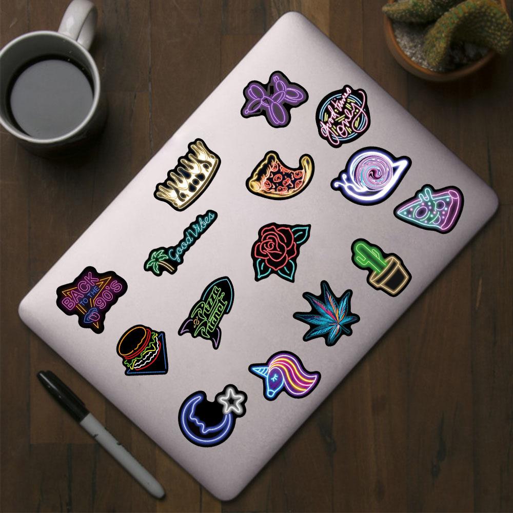 50Pcs Neon Light Cartoon Graffiti Stickers DIY Phone Guitar Laptop Notebook Suitcase Cup Waterproof Sticker Decals