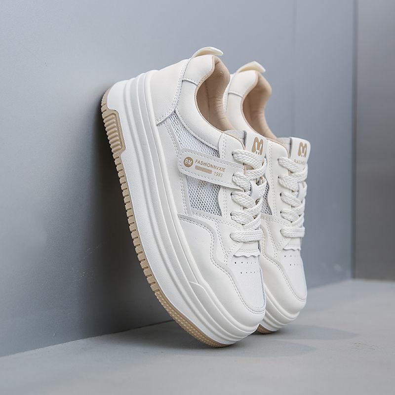 

Белые кроссовки на толстой подошве женские 2025 весна-осень новые модели увеличивают рост и взрывают, дышащие и универсальные повседневные кеды 40 хаки