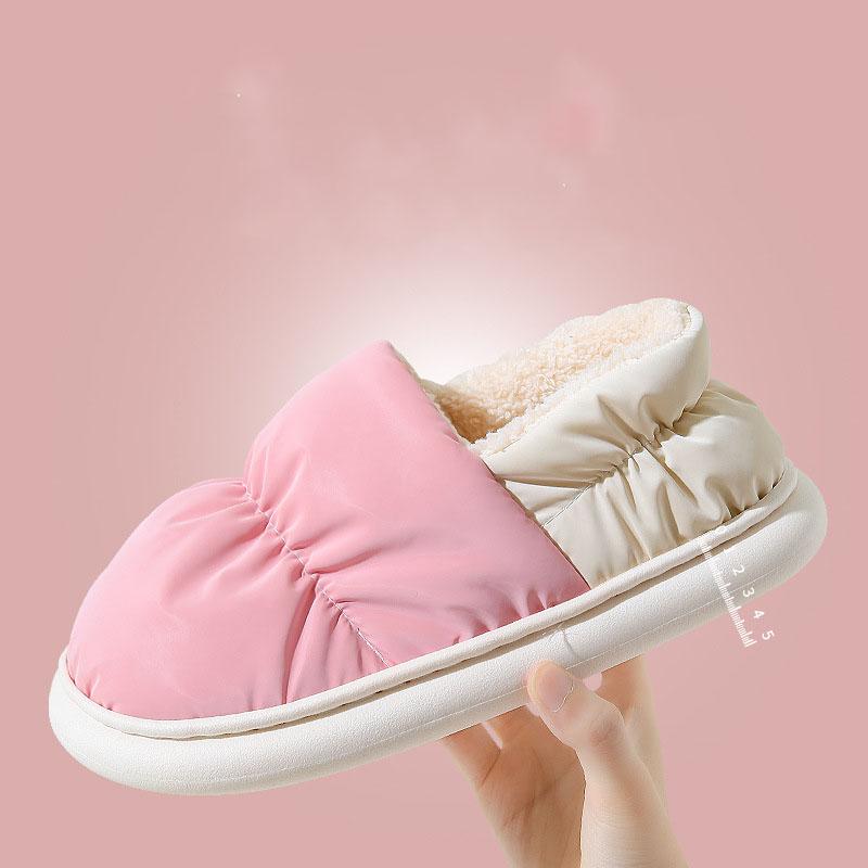 

Зимние мужские и женские водонепроницаемые тканевые нескользящие тапочки на высоком каблуке, теплые плюшевые тапочки, мужские тапочки на мягкой подошве для дома и отдыха, хлопковые туфли 36 розовый