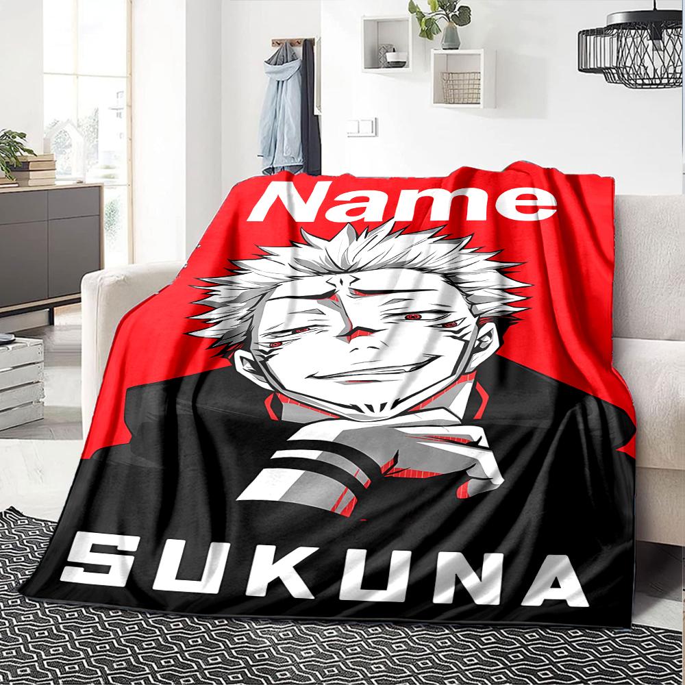 Customiz Name Personality Jujutsu Kaisen Sukuna and Tiger Staff Blanket Soft &Warm Sofa Office Bed Travel Lunch Break Blanket, Gift Suitable All Seaso