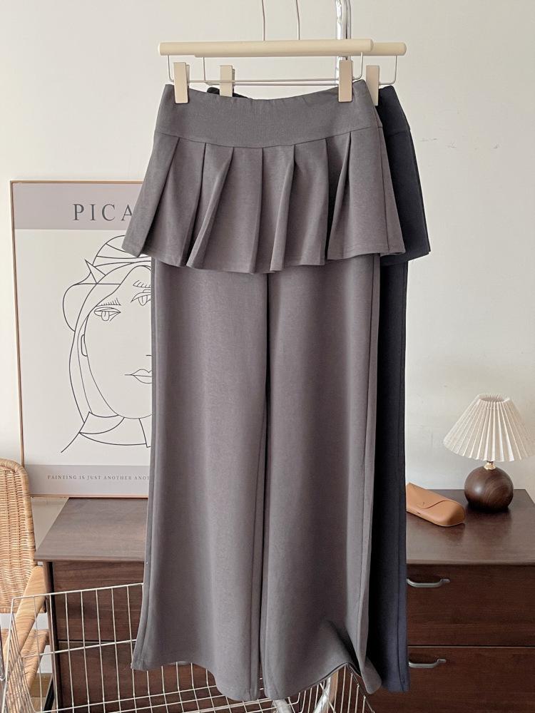

Thirteen Rows 2026 Korean Style Layered Micro-Flare Skirt-Pants for Women Large темно-серого