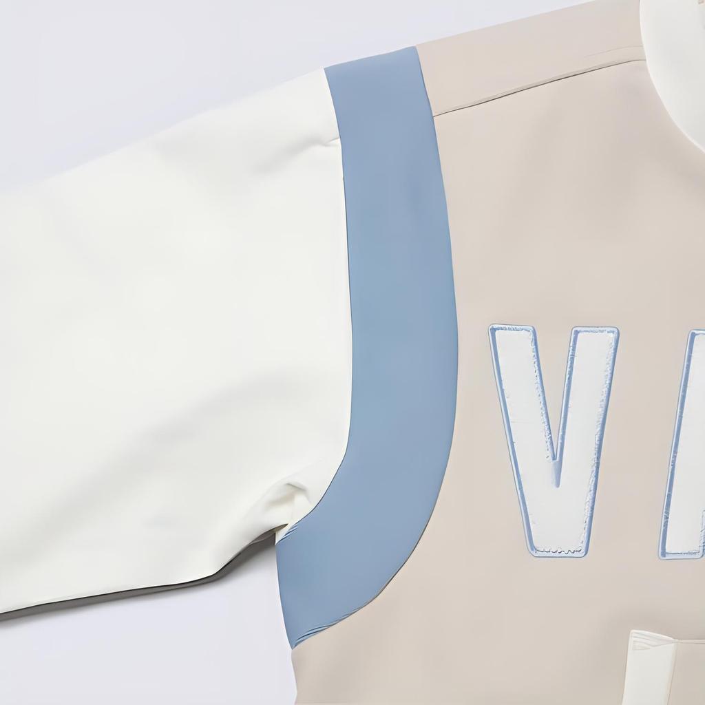 Vans Color Block Letter Zip Long Sleeve Baseball Jacket Women Jackets Oatmeal VN000GUT2N1