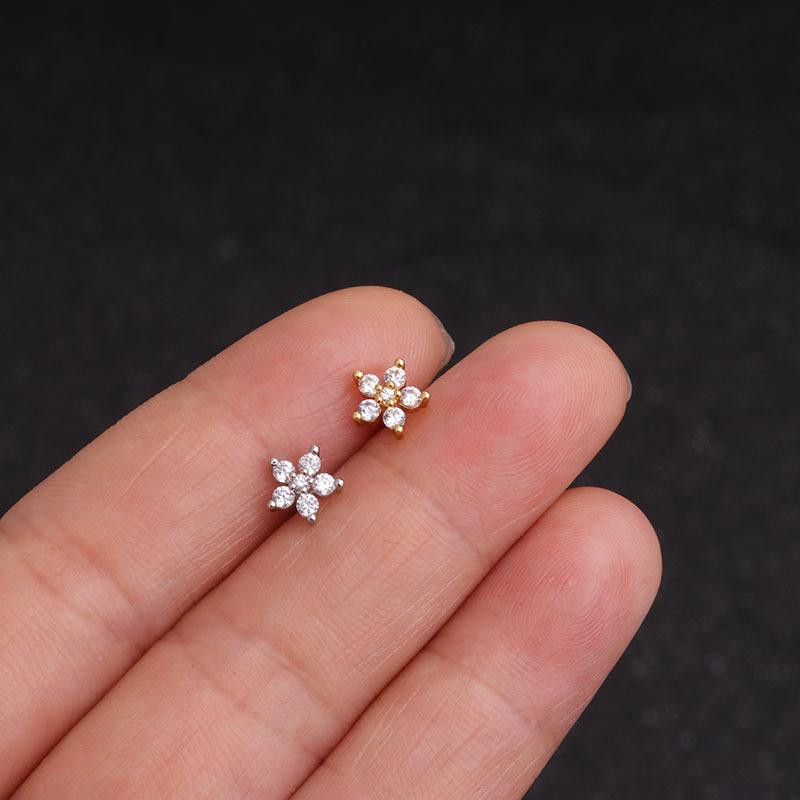 Fashion 316 Stainless Steel Mini Zircon Cartilage Piercing Stud Earring For Women Helix Tragus Piercing women's Body Jewelry 1pc