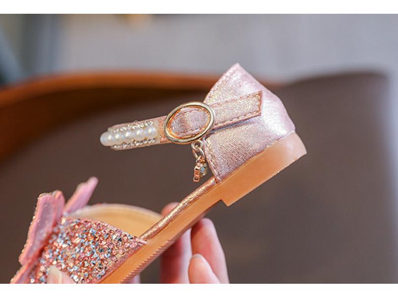 2023 Frühling/Sommer Koreanische Strass Weichsohle Mädchensandalen - Prinzessinnenstil Tanzschuhe