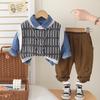Boys' long sleeved 3-piece set, Fashion set for children aged 0-5, High-quality clothing for boys' babies