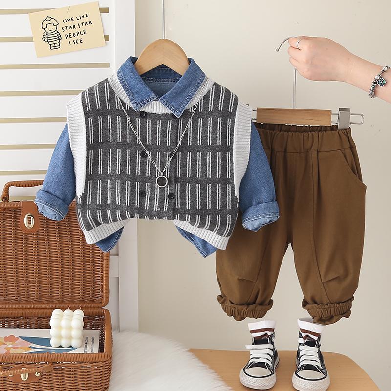 Boys' long sleeved 3-piece set, Fashion set for children aged 0-5, High-quality clothing for boys' babies
