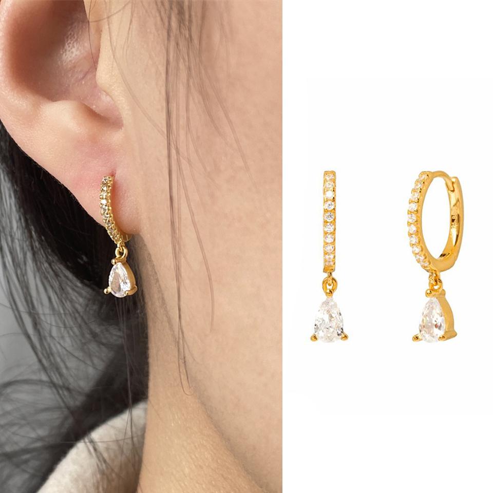 Fashion Yellow Oval Zircon Drop Earrings for Women Shiny Geometric Crystal Zirconia Bridal Earring Luxury Wedding Zircon
