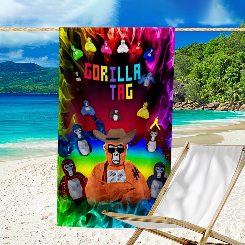 proof beach towel with a Gorilla Tag pattern - soft,absorbent,quick-drying,machine washable - perfect for swimming,camping,bathing