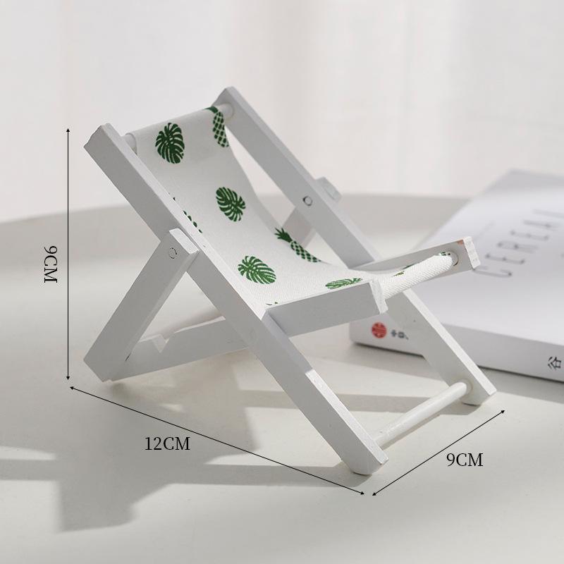 Wooden Beach Chair Ornament Mediterranean Style Mobile Phone Holder Home Room Creative Decoration Jewelry Props