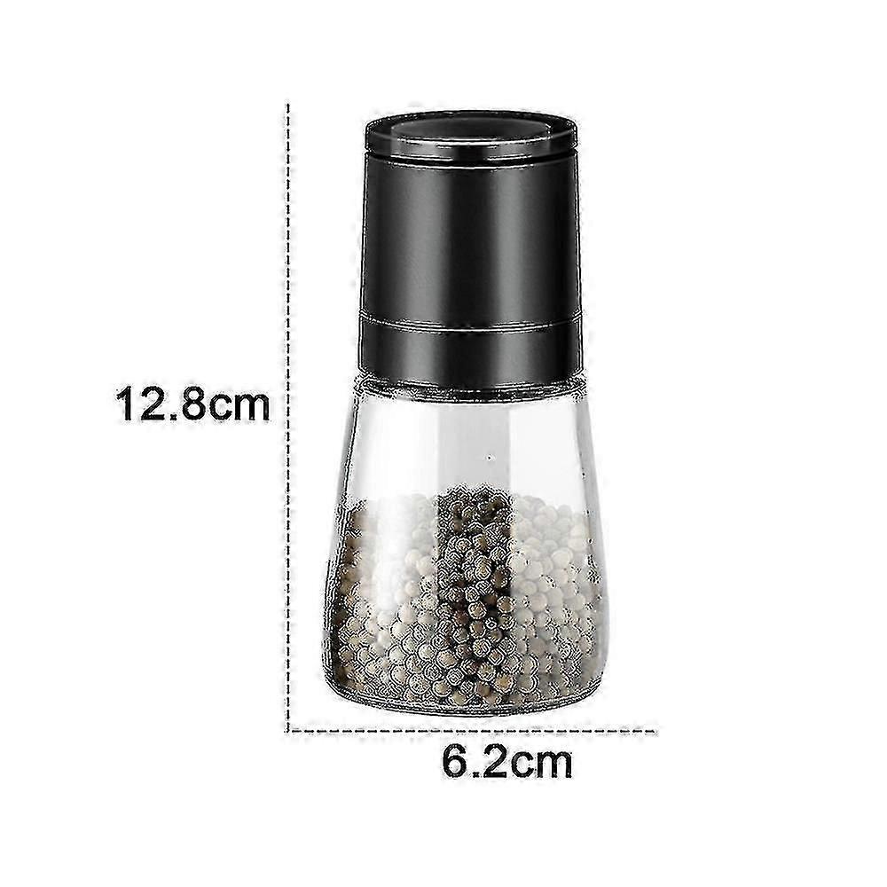 Salt And Pepper Grinder Set Of 2, Refillable Ceramic Grinder with Adjustable Coarseness, Glass Body, Freshness Locking Lid