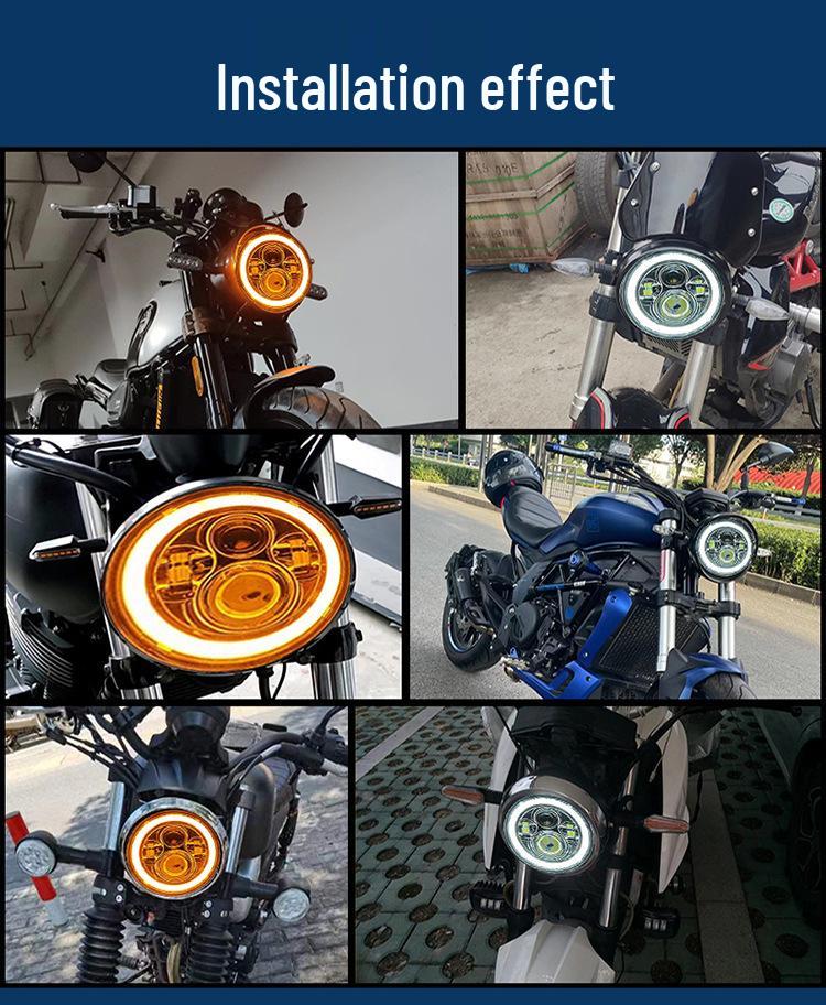 7-inch 60W 4-LED Angel Eye Headlights for Harley Wrangler & Off-road Motorcycles