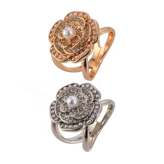 Flower Scarf Ring Clip for Women Rhinestone Floral Belt Scarf Buckle Faux Pearl Clothes Slides Ring for Clothing Shirt Shawl Accessory